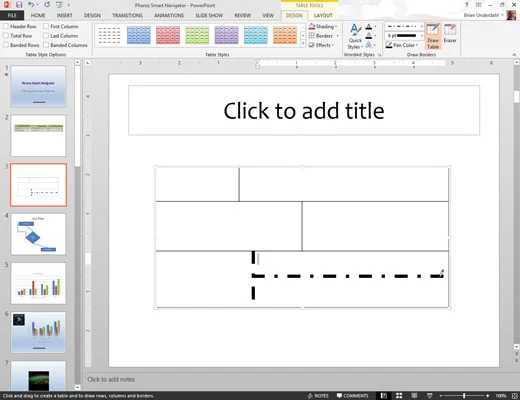 Kā lietot komandu Draw Table programmā PowerPoint 2013