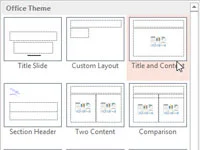 Izveidojiet tabulu satura vietturā programmā PowerPoint 2013