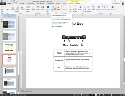 Επιλογή υπερσύνδεσης στο PowerPoint