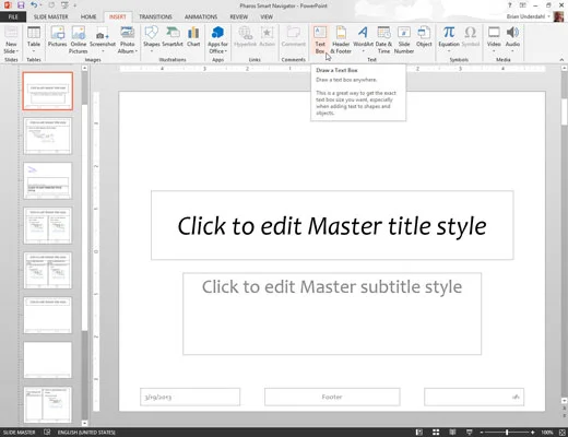 Kā PowerPoint 2013 prezentācijām pievienot periodisku tekstu vai elementus