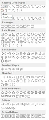 Kā zīmēt daudzstūrus vai brīvas formas formas programmā PowerPoint 2013