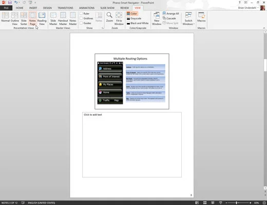 Kako dodati stran z dodatnimi opombami za diapozitiv PowerPoint 2013
