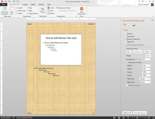 Kā nomainīt programmu PowerPoint 2013 Notes Master