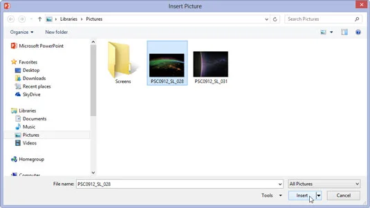 Kako vstaviti slike v PowerPoint 2013 iz datoteke