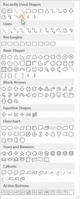 Kā zīmēt izliektu līniju vai formu programmā PowerPoint 2013