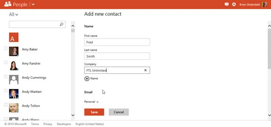 Kako dodati stike prek Outlook.com