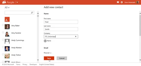 Kako dodati stike prek Outlook.com