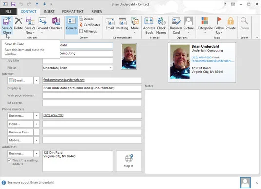 Kā pievienot attēlus Outlook 2013 kontaktpersonām
