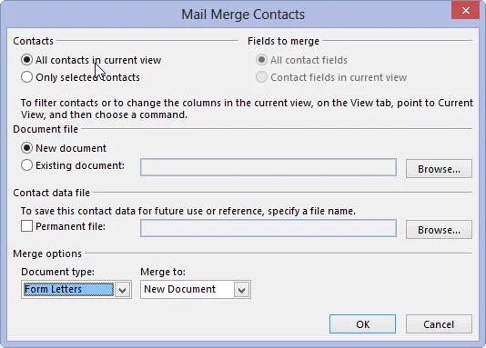 Kā izveidot veidlapas vēstuli programmā Outlook 2013