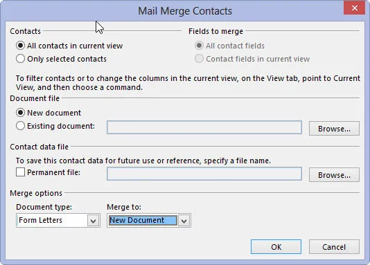 Kā izveidot veidlapas vēstuli programmā Outlook 2013