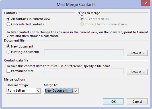 Kā izveidot veidlapas vēstuli programmā Outlook 2013