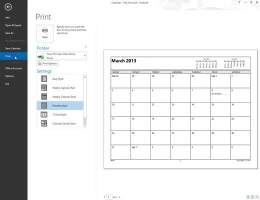 Kako natisniti sestanke za Outlook 2013