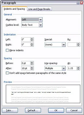 Jak zrušit nastavení zarážky tabulátoru v aplikaci Word 2007