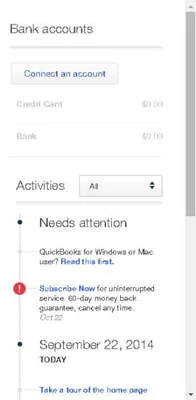 9 части от началната страница на QuickBooks Online Company