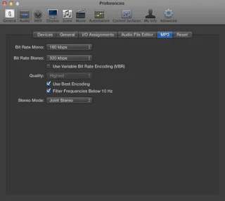 Lydinnstillinger i Logic Pro X - Audio File Editor