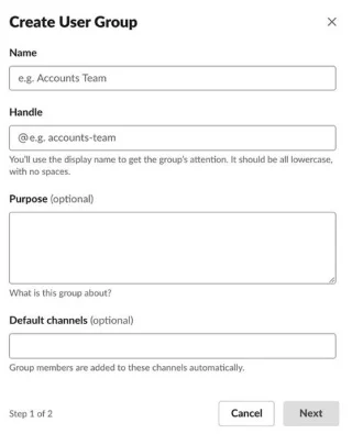 Slack felhasználói csoport létrehozása