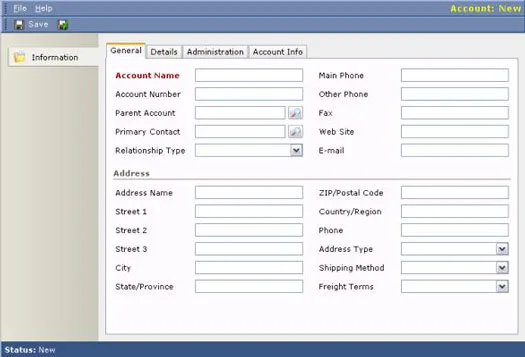 Legge til og redigere nye Microsoft CRM-kontoer