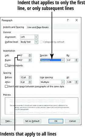 Kaip lygiuoti ir įtraukti pastraipas „Word 2019“.