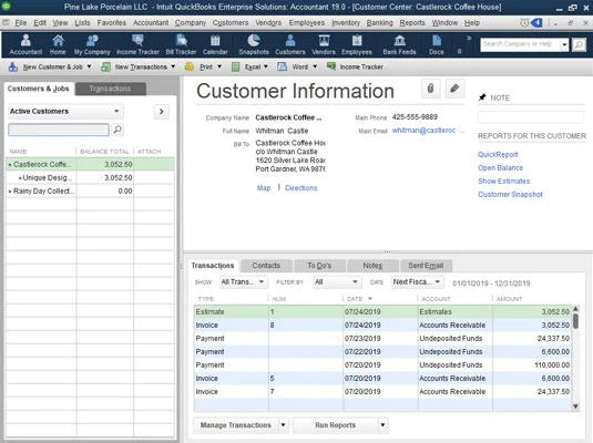 A főfájllisták beállítása a QuickBooks 2019-ben
