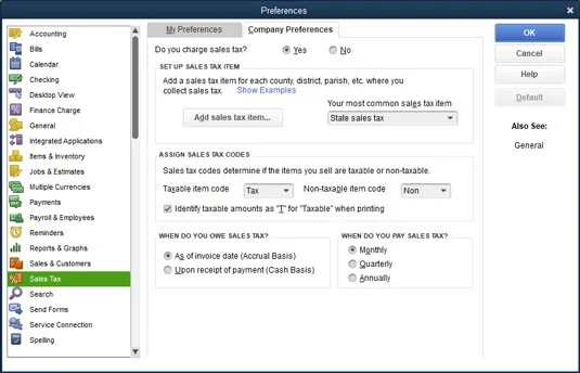 Hogyan állítsunk be preferenciákat a QuickBooks 2019-ben az adók kezelésére