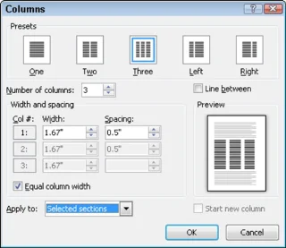 Kā ievietot slejas Word 2010 dokumentā