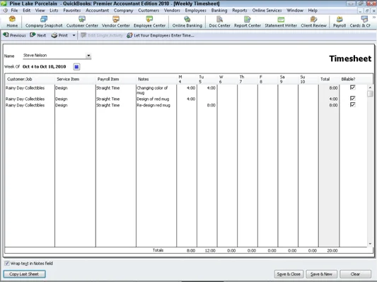 Hogyan használjuk a QuickBooks 2010-et az ügyfél időszámlázásához