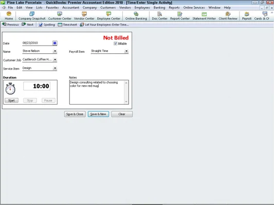 Hogyan használjuk a QuickBooks 2010-et az ügyfél időszámlázásához