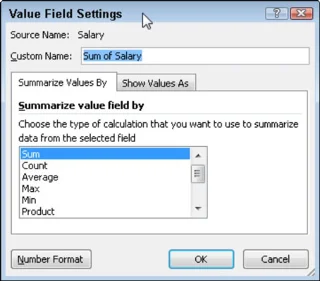 Pivot-taulukoiden yhteenvetofunktion muokkaaminen Excel 2010:ssä