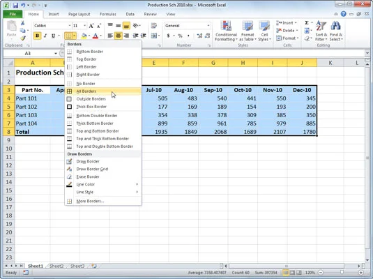Како додати границе ћелије у Екцел 2010