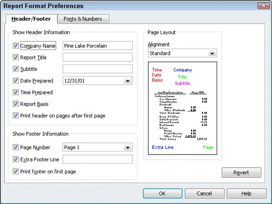 QuickBooks 2011 jelentések és grafikonok beállításai