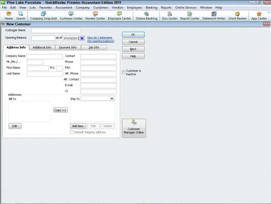 Ügyfél hozzáadása a QuickBooks 2011 ügyféllistájához