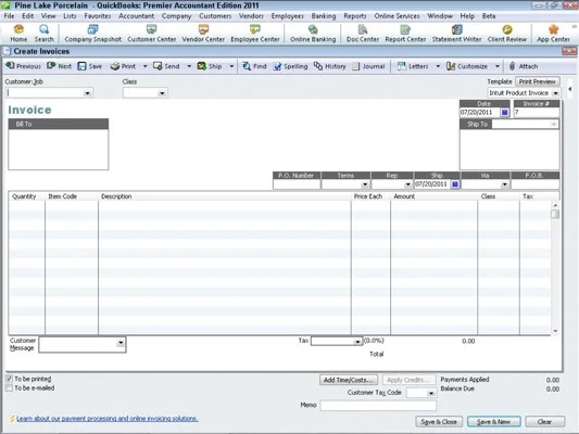 Hogyan számlázhatunk vevőnek a QuickBooks 2011 segítségével