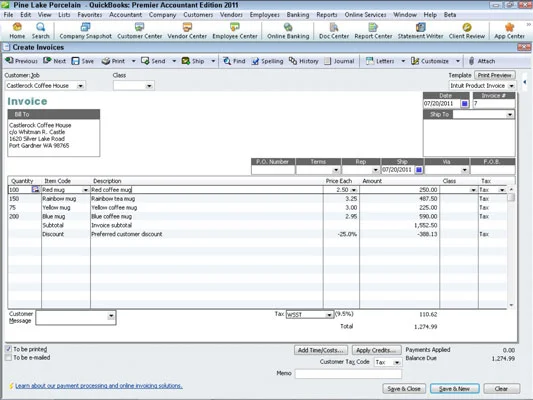 Hogyan számlázhatunk vevőnek a QuickBooks 2011 segítségével