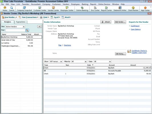 Eladó hozzáadása a QuickBooks 2011s szállítólistájához