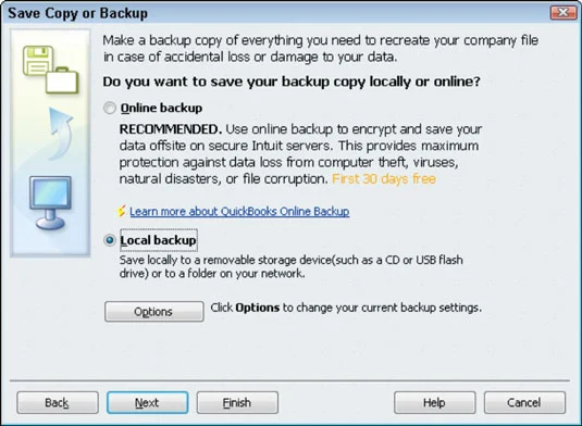 Hogyan készítsünk biztonsági másolatot a QuickBooks 2011 adatfájljáról