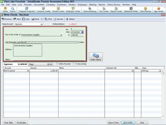Az osztályok használata tevékenységalapú költségszámításhoz a QuickBooks 2011-ben