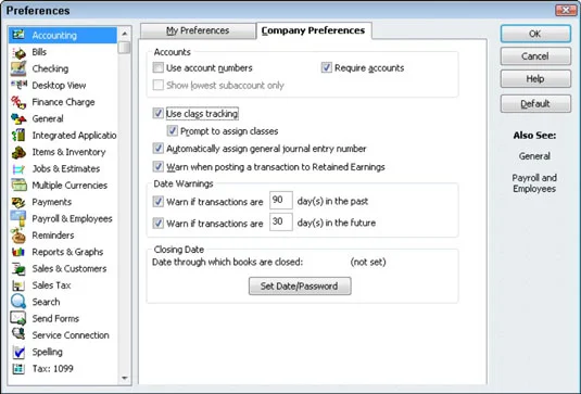Как да включите проследяването на класа в QuickBooks 2011
