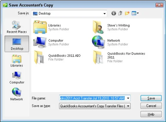 Как да създадете копие на счетоводител на файлове с данни в QuickBooks 2011