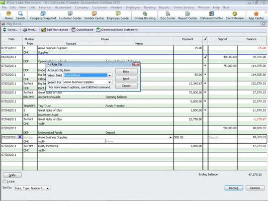A QuickBooks 2011s regisztrációs ablak funkcióinak használata