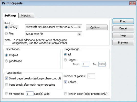 A jelentésablak használata a QuickBooks 2011-ben
