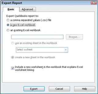 A jelentésablak használata a QuickBooks 2011-ben