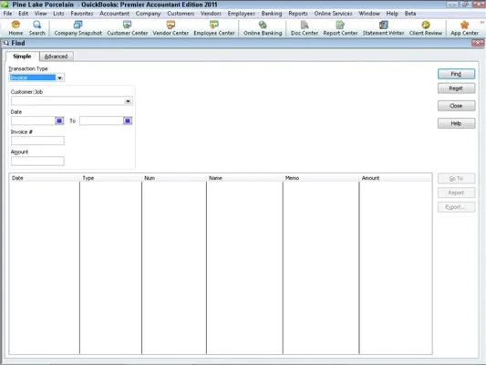 A szerkesztés menüparancsok használata a QuickBooks 2011-ben