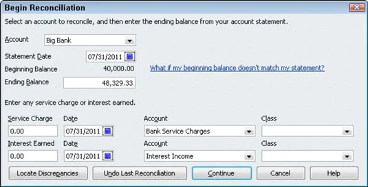 Bankszámlája összeegyeztetése a QuickBooks 2011-ben