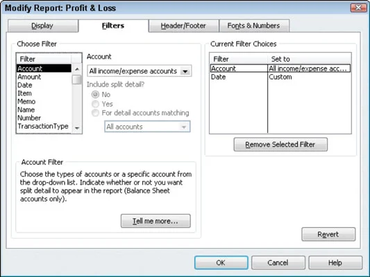 Jelentés módosítása és testreszabása a QuickBooks 2011-ben