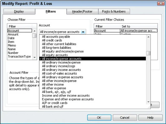 Jelentés módosítása és testreszabása a QuickBooks 2011-ben