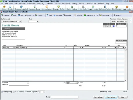 Hiteljegyek rögzítése a QuickBooks 2011 segítségével