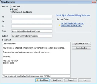 Számlák nyomtatása és e-mailben történő elküldése a QuickBooks 2011-ben