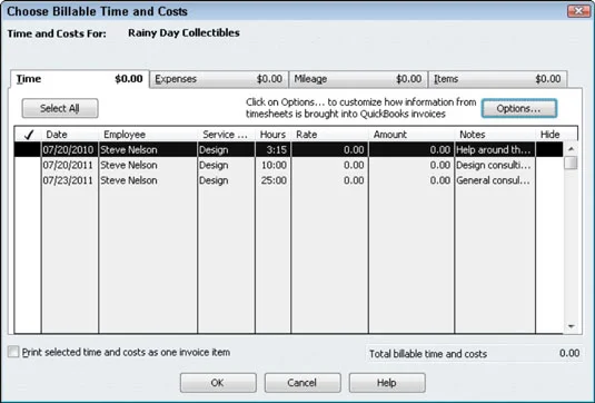 Időszámlázás a QuickBooks 2011 segítségével