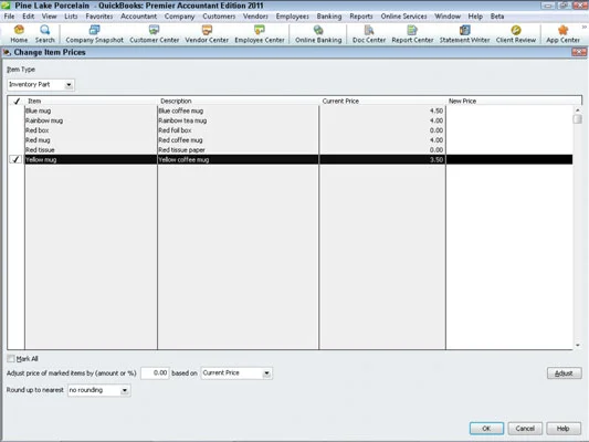 Как да коригирате цените в QuickBooks 2011