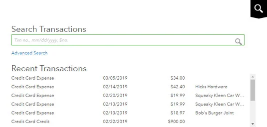 Страницата за онлайн табло на QuickBooks